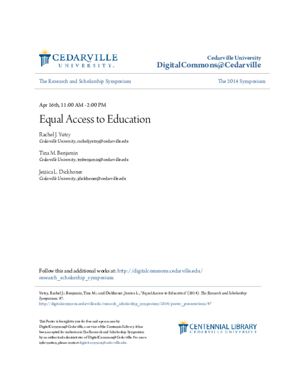 (PDF) Equal Access to Education