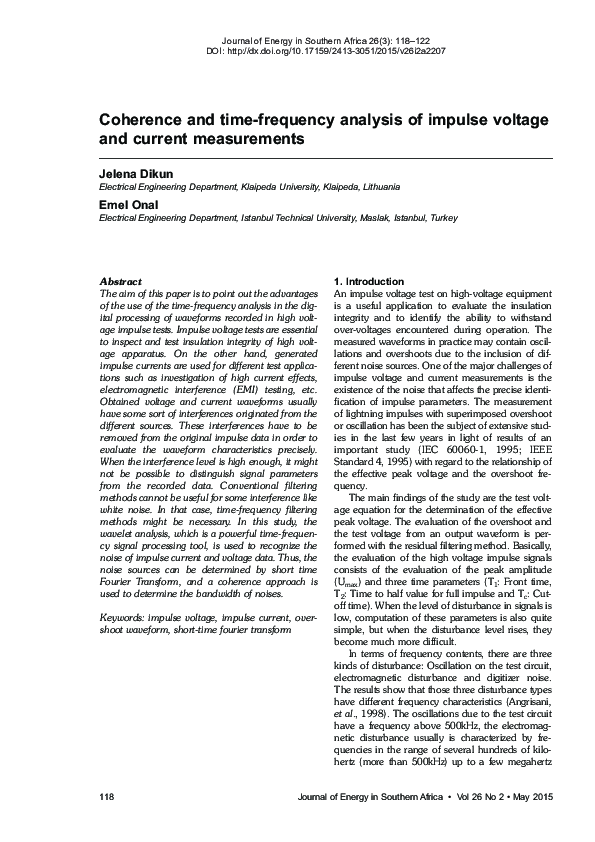 (PDF) Coherence and time-frequency analysis of impulse voltage and ...