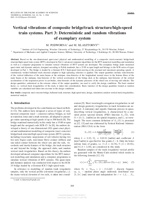 (PDF) Vertical vibrations of composite bridge/track structure/high ...