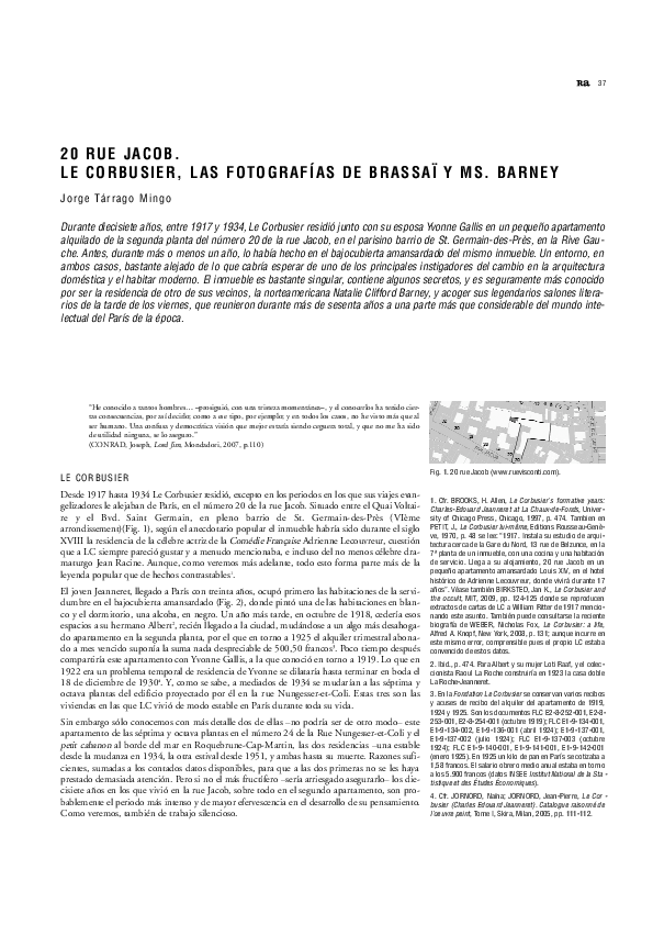 (PDF) 20 rue Jacob. Le Corbusier, las fotografías de Brassaï y Ms. Barney