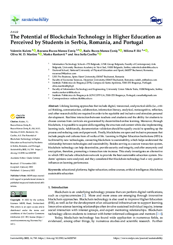 (PDF) The Potential of Blockchain Technology in Higher Education as ...