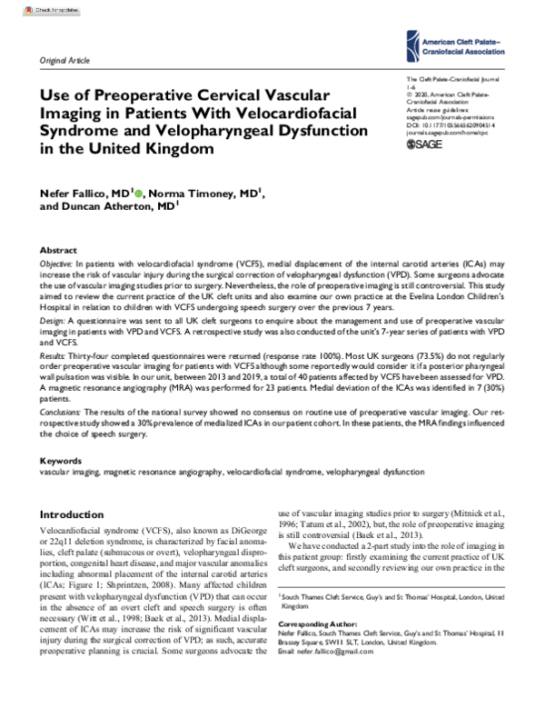 (PDF) Cervical Imaging in VCFS Surgery Outcomes