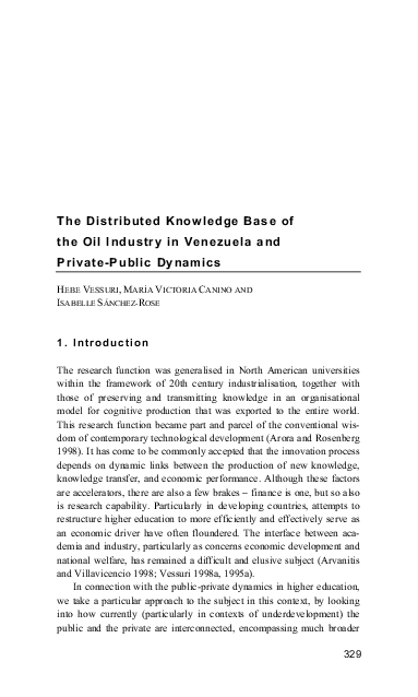 (PDF) The Distributed Knowledge Base of the Oil Industry in Venezuela ...