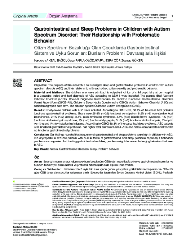 (PDF) Gastrointestinal and Sleep Problems in Children with Autism ...