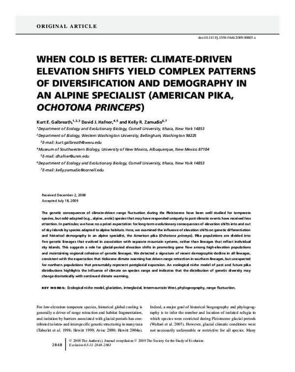(PDF) WHEN COLD IS BETTER: CLIMATE-DRIVEN ELEVATION SHIFTS YIELD ...
