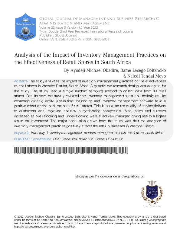 (PDF) Analysis of the Impact of Inventory Management Practices on the ...
