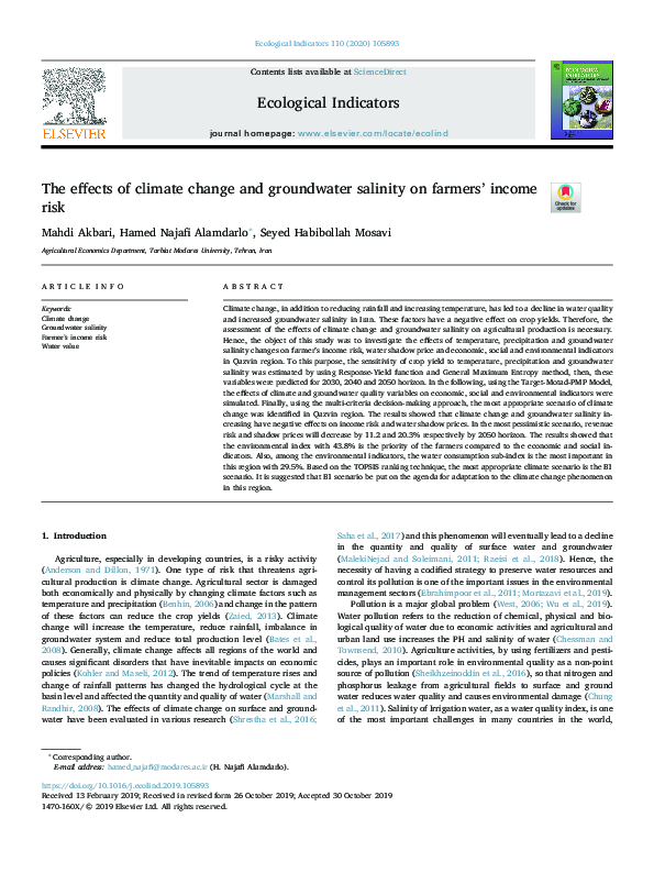 (PDF) The effects of climate change and groundwater salinity on farmers ...