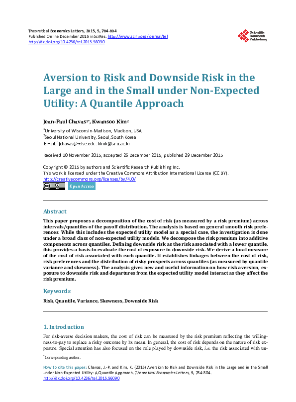 (PDF) Aversion to Risk and Downside Risk in the Large and in the Small ...