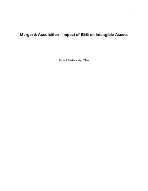 (DOC) Merger and Acquisition - Impact of ESG on Intangible Assets