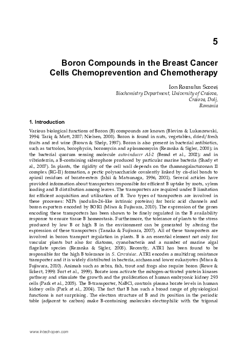 (PDF) 5 Boron Compounds in the Breast Cancer Cells Chemoprevention and ...