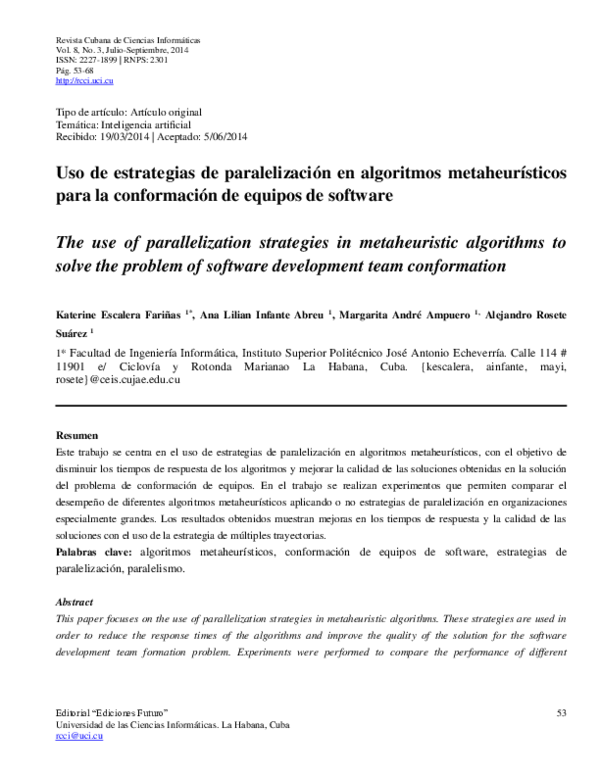 (PDF) The use of parallelization strategies in metaheuristic algorithms ...