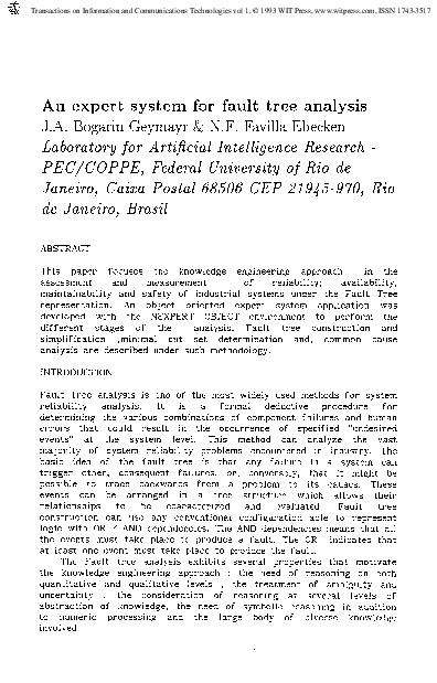 (PDF) An Expert System For Fault Tree Analysis