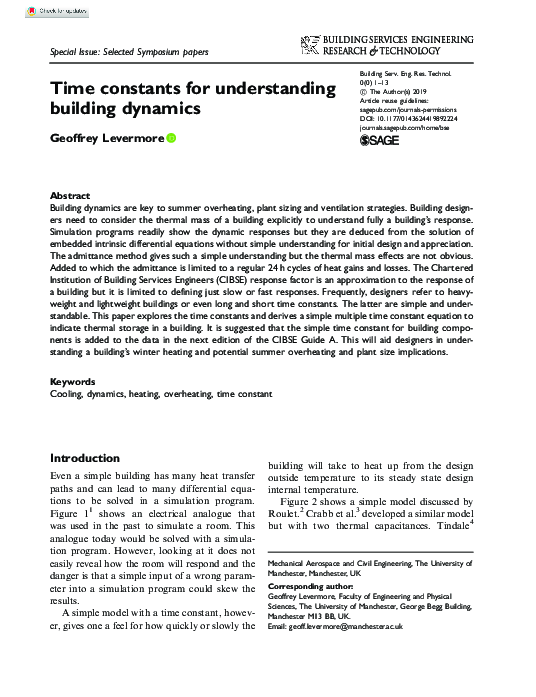 (PDF) Time constants for understanding building dynamics