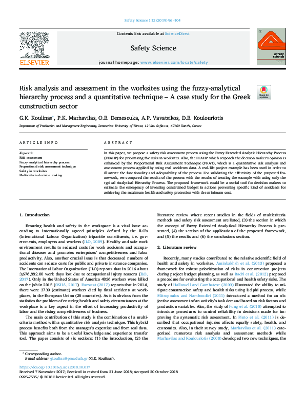 (PDF) Risk analysis and assessment in the worksites using the fuzzy ...