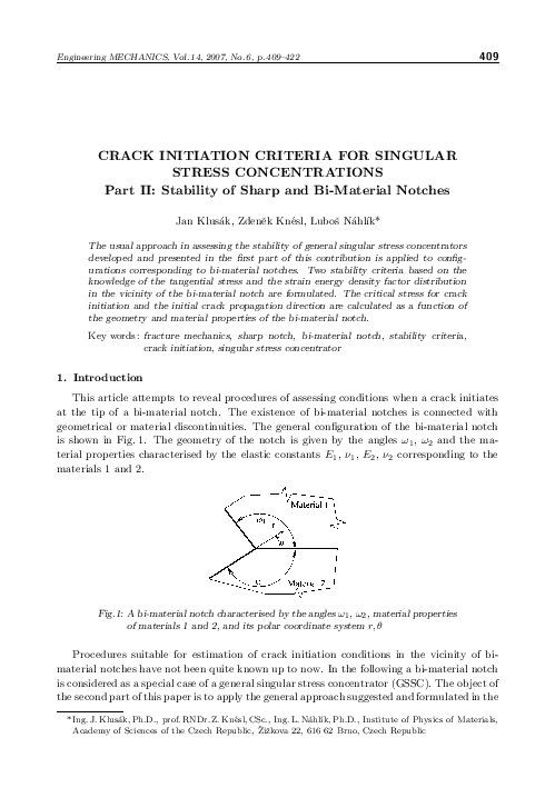 (PDF) Crack Initiation Criteria for Singular Stress Concentrations ...