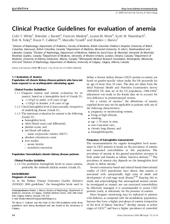  pdf clinical practice guidelines for evaluation of anemia