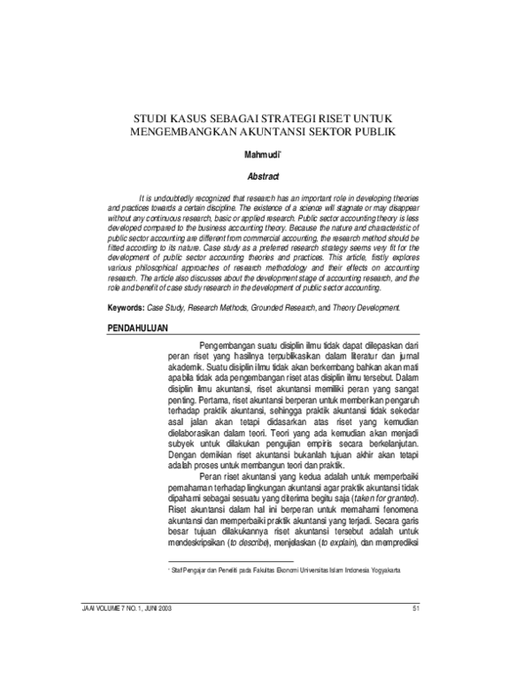 (PDF) Studi Kasus sebagai Strategi Riset untuk Mengembangkan Akuntansi ...