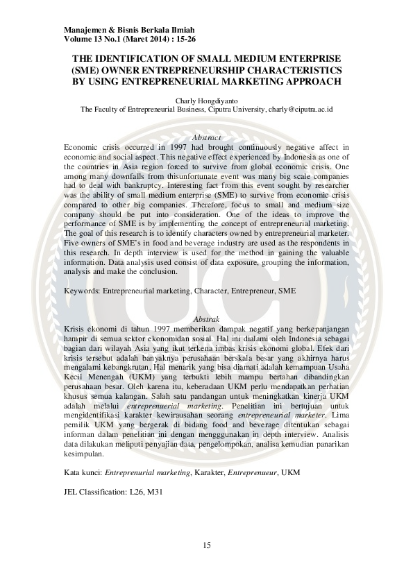 (PDF) The Identification of Small Medium Enterprise (Sme) Owner ...