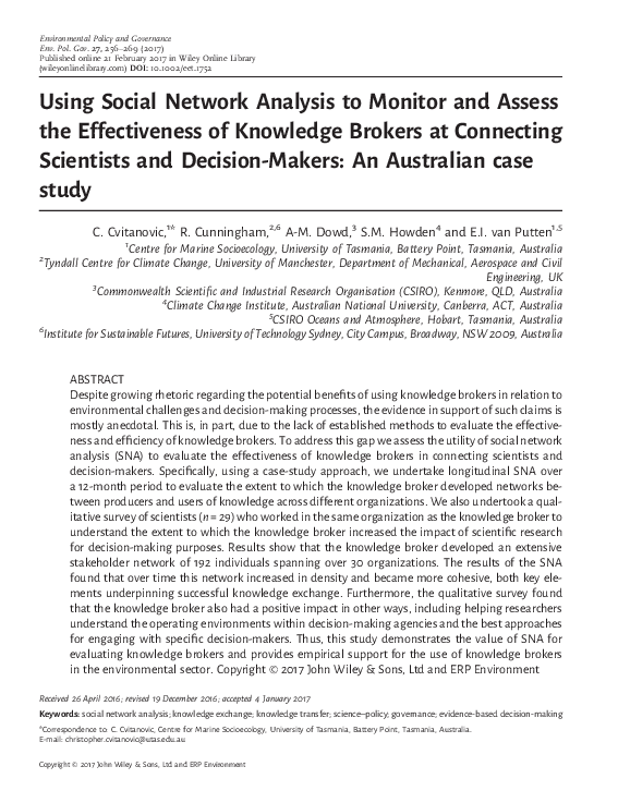 (PDF) Using Social Network Analysis to Monitor and Assess the ...