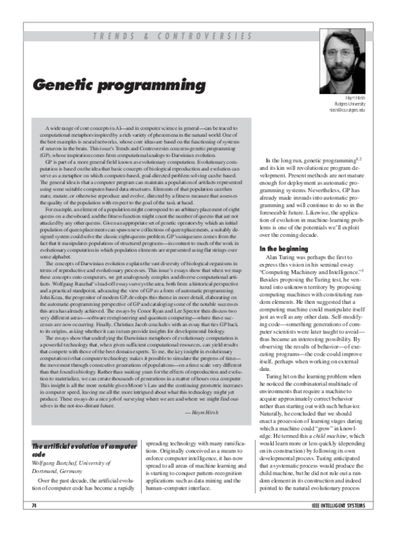 (PDF) The artificial evolution of computer code