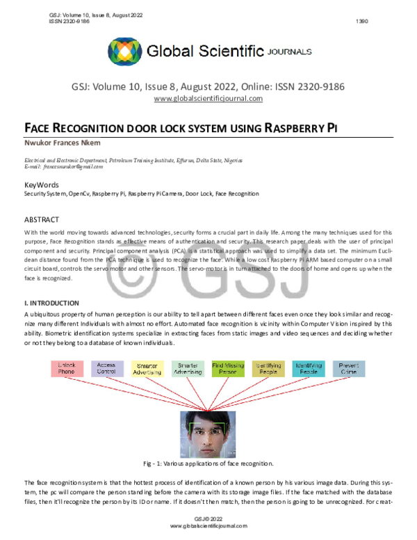 (PDF) FACE RECOGNITION DOOR LOCK SYSTEM USING RASPBERRY PI
