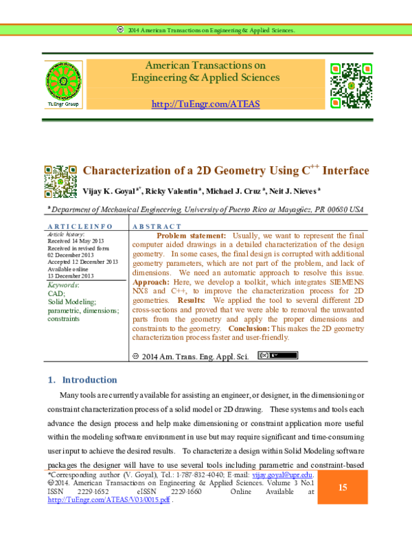 (PDF) Characterization of a 2D Geometry Using C ++ Interface
