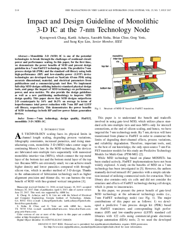 (PDF) Impact and Design Guideline of Monolithic 3-D IC at the 7-nm ...