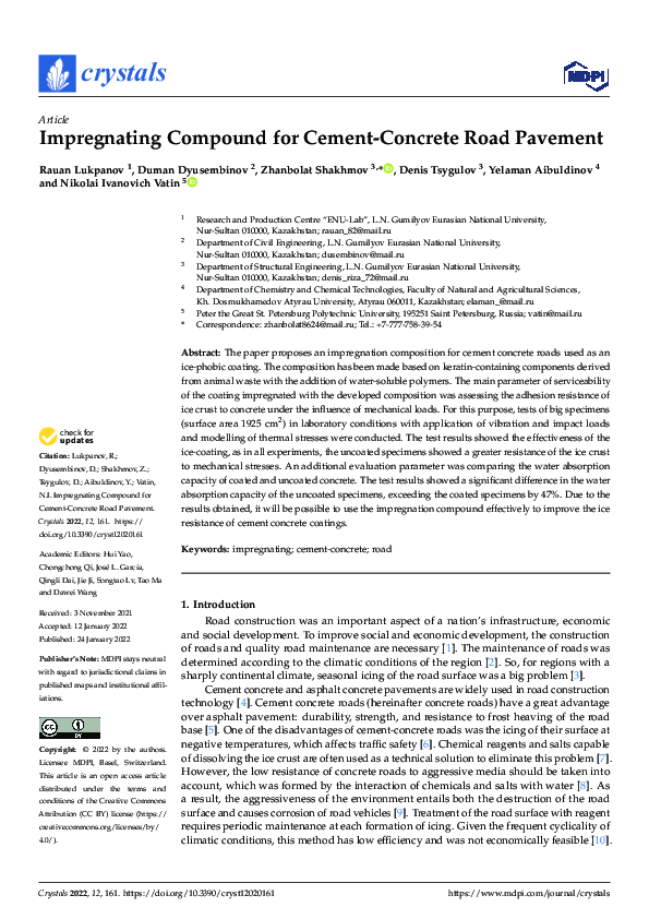(PDF) Impregnating Compound for Cement-Concrete Road Pavement