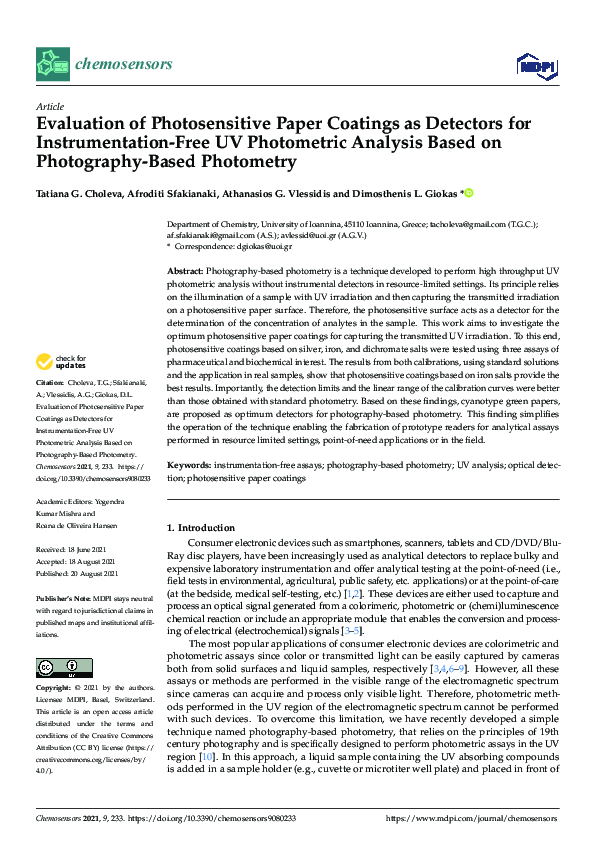(PDF) Evaluation of Photosensitive Paper Coatings as Detectors for ...