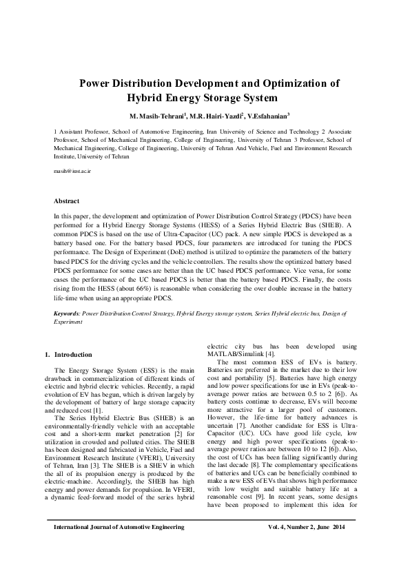 (PDF) Power Distribution Development and Optimization of Hybrid Energy ...