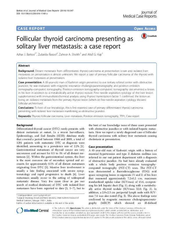 (PDF) Follicular thyroid carcinoma presenting as solitary liver ...