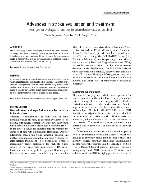 (PDF) Advances in stroke evaluation and treatment