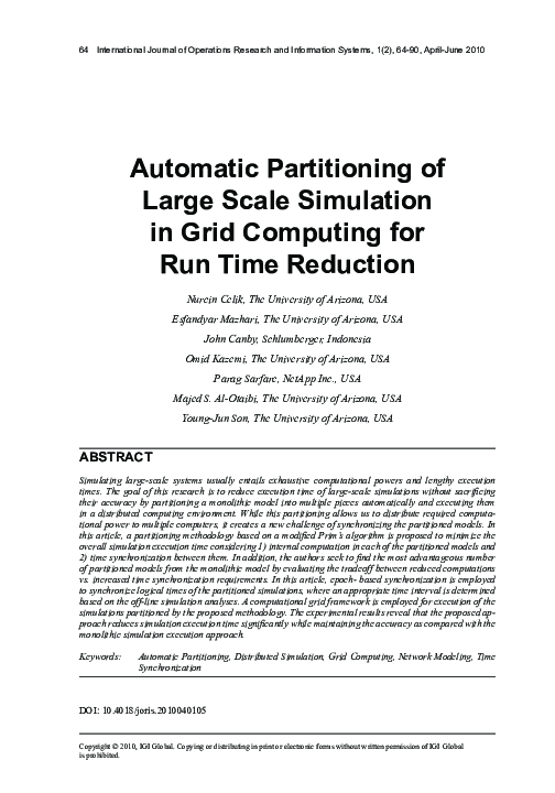 (PDF) Automatic Partitioning of Large Scale Simulation in Grid ...