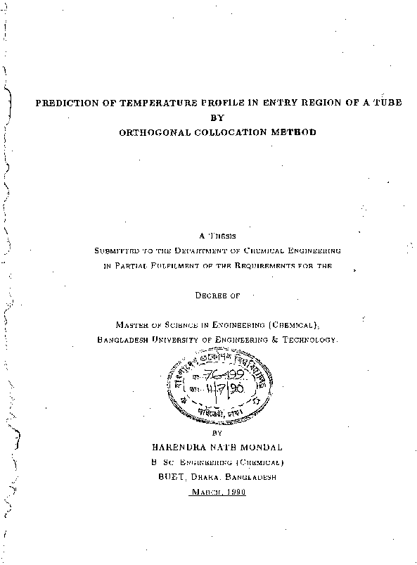 (PDF) Prediction of Temperature Profile in Entry Region of a Tube by ...