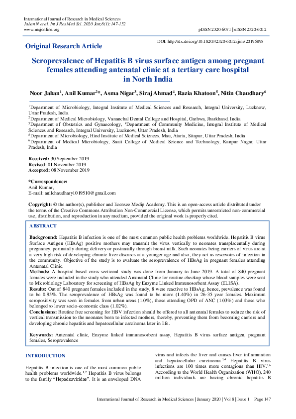 (PDF) Seroprevalence of Hepatitis B virus surface antigen among ...