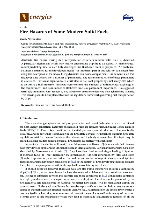 (PDF) Fire Hazards of Some Modern Solid Fuels