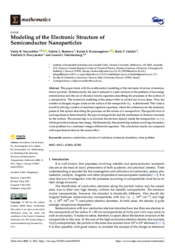 (PDF) Modeling of the Electronic Structure of Semiconductor Nanoparticles