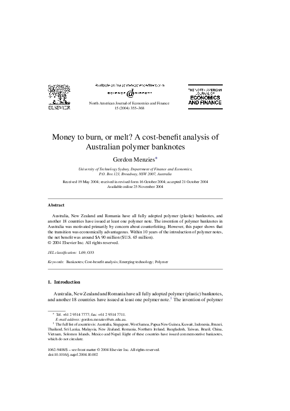 (PDF) Money to burn, or melt? A cost-benefit analysis of Australian ...