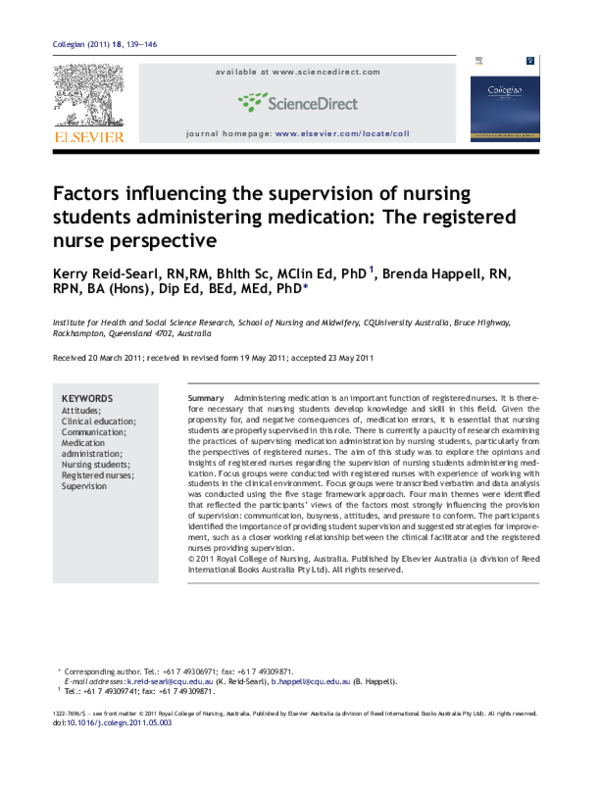 (PDF) Factors influencing the supervision of nursing students ...