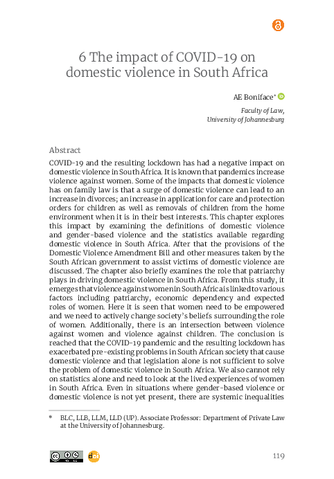 (PDF) The impact of Covid-19 on domestic violence in South Africa