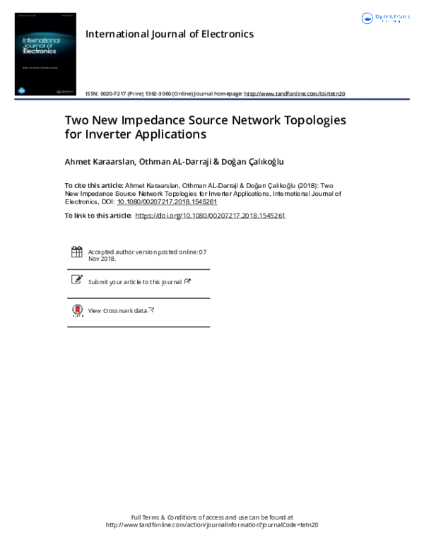 (PDF) Two new impedance source network topologies for inverter applications