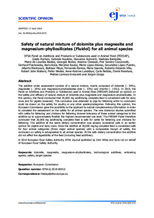 (PDF) Safety of natural mixture of dolomite plus magnesite and ...