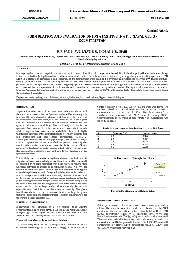(PDF) FORMULATION AND EVALUATION OF ION-SENSITIVE IN-SITU NASAL GEL OF ...