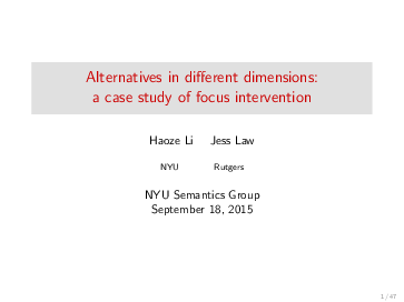 (PDF) Alternatives in different dimensions: a case study of focus ...
