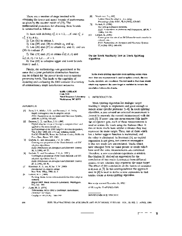 (PDF) On the track similarity test in track splitting algorithm