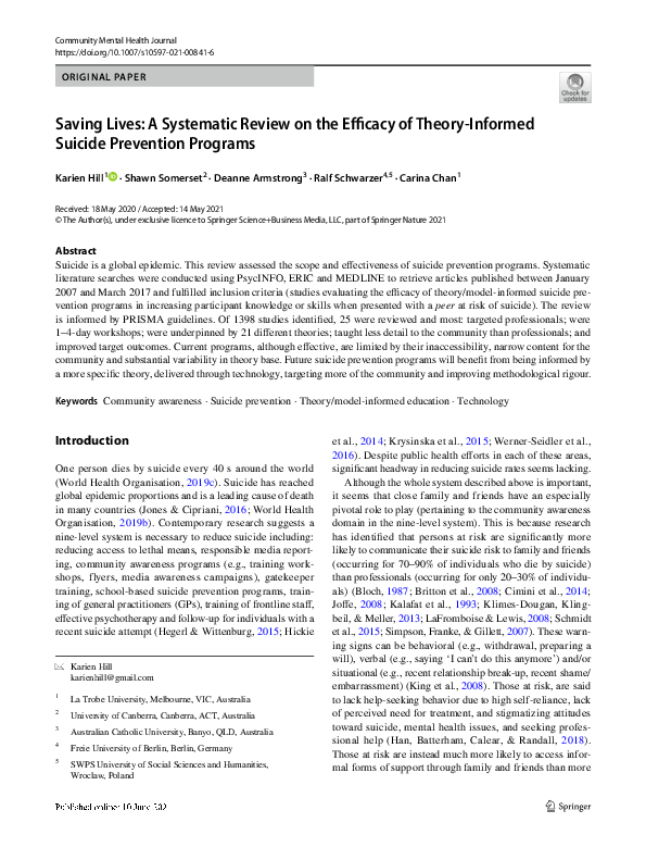 (PDF) Saving Lives: A Systematic Review on the Efficacy of Theory ...