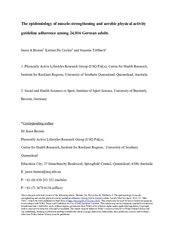 (PDF) The epidemiology of muscle‐strengthening and aerobic physical ...