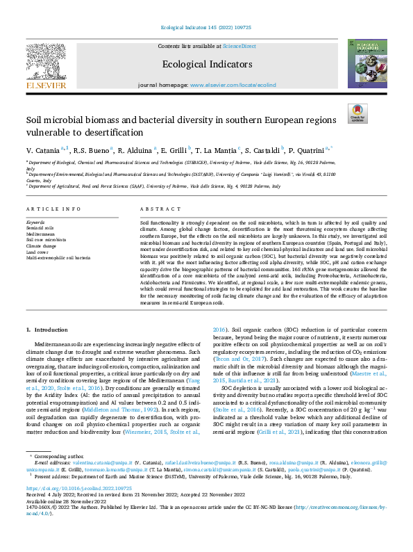 (PDF) Soil microbial biomass and bacterial diversity in Southern ...