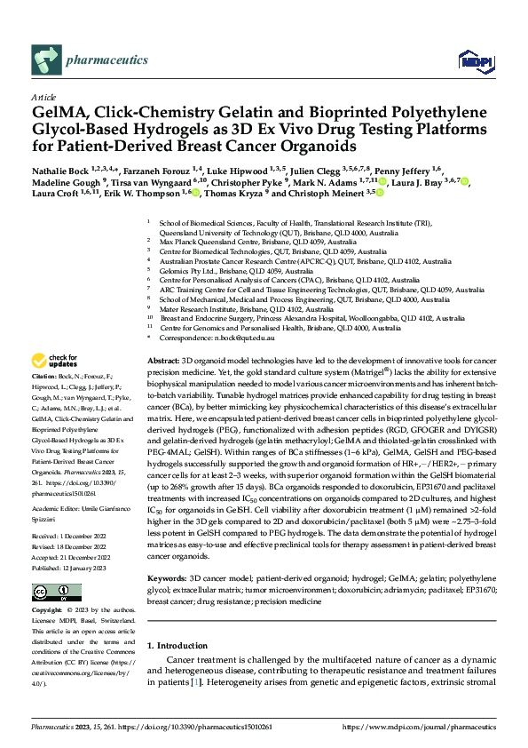 (PDF) GelMA, Click-Chemistry Gelatin and Bioprinted Polyethylene Glycol ...