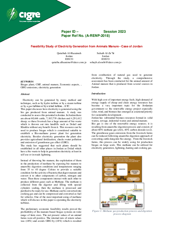 (PDF) Feasibility Study of Electricity Generation from Animals Manure ...